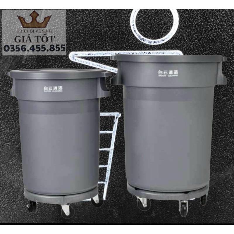 Thùng rác nhựa Baiyun dùng trong nhà bếp màu xám 80L/120L