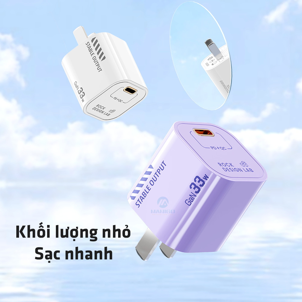 Củ sạc nhanh iph chuẩn PD 33W Rockspace T88 ổn định không nóng hàng chính hãng bảo hành 12 tháng bảo hành 1 đổi 1