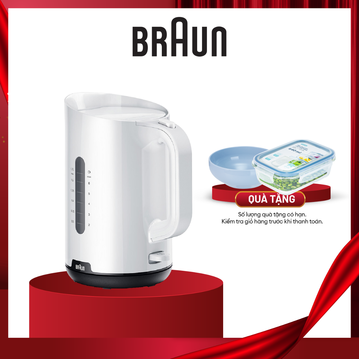 Ấm siêu tốc Braun WK1100WH-Hàng chính hãng