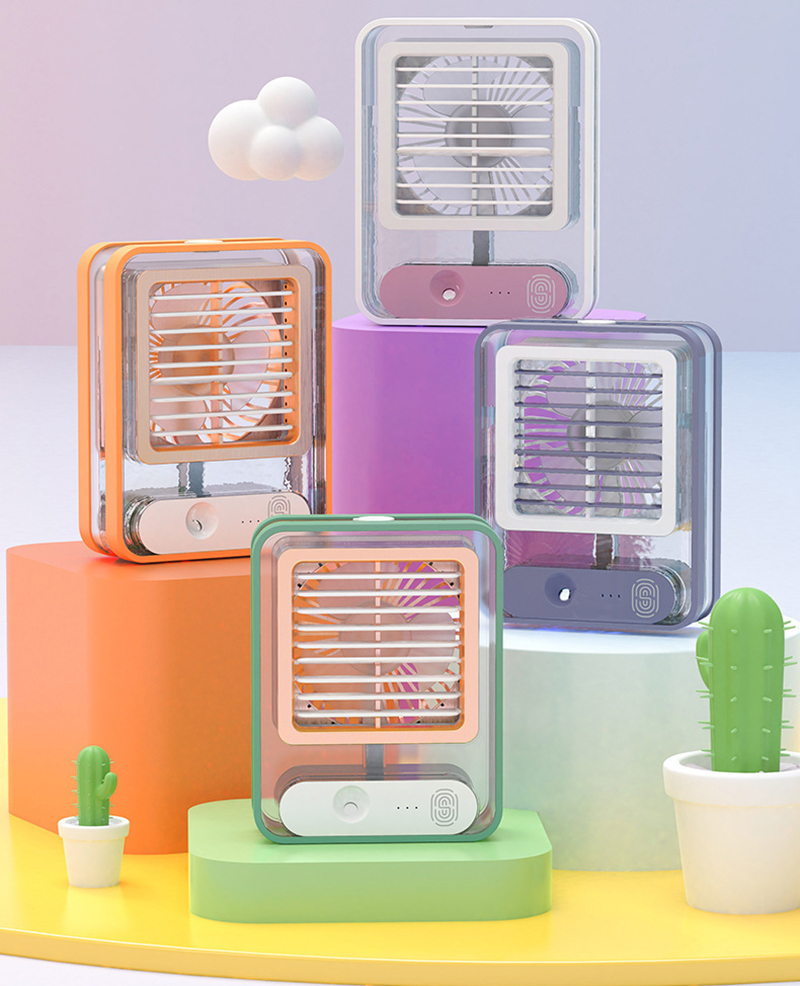 Quạt Điều Hòa Hơi Nước Mini Quạt Tích Điện Phun Sương 3 Chế Độ Kiêm Đèn Ngủ Led 7 Màu Chế độ Hẹn Giờ Thông Minh Hàng CHÍNH Hãng