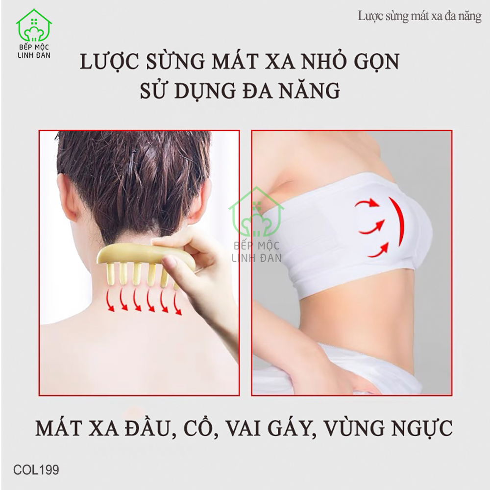 Lược Sừng Mát Xa Toàn Thân Đa Năng Thư Giãn - Giúp Lưu Thông Khí Huyết