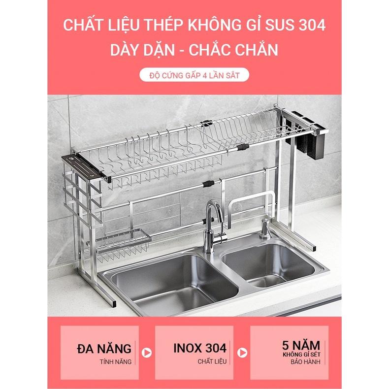 Kệ để chén, bát thông minh trên chậu rửa chén inox 304 cao cấp