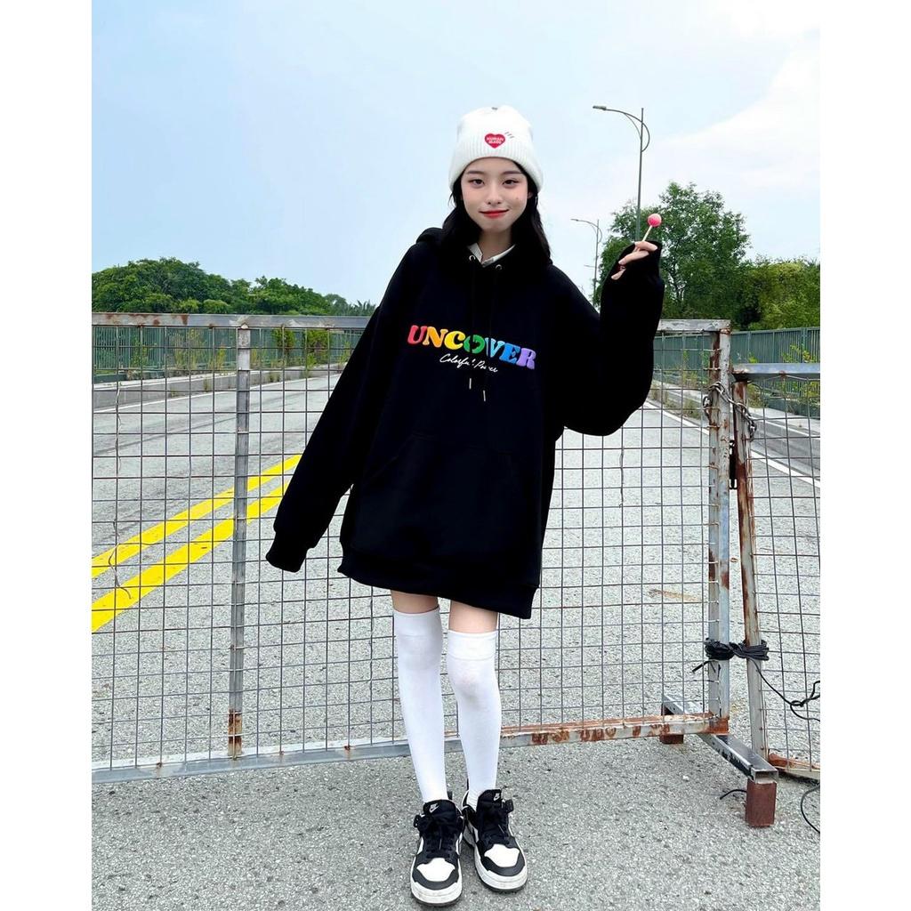Áo Hoodie Nữ In Chữ Nổi Màu Unisex Chất Vải Nỉ Mềm Phong Cách Đường Phố
