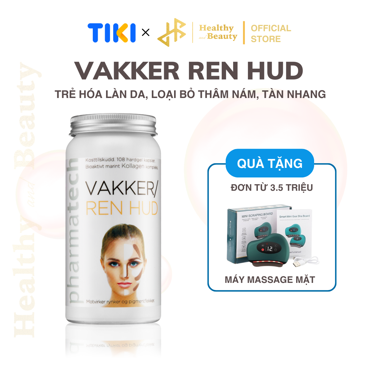 Thực phẩm bảo vệ sức khỏe Vakker/Ren Hud - Lọ 108 viên