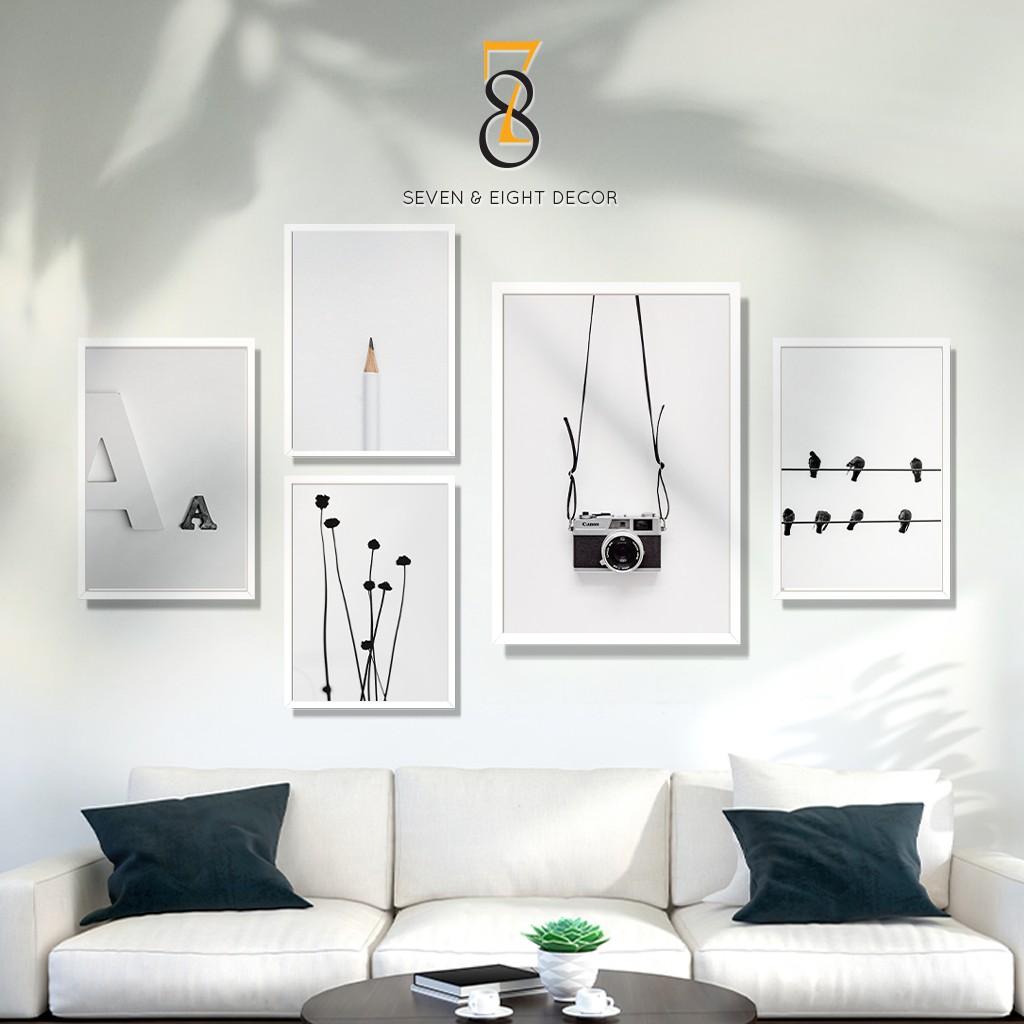 Bộ 05 Tranh Canvas | Cảm Hứng Tối Giản Minimalism 5FLIFE001 | Tranh Căng Khung Cao Cấp | Tặng Kèm Đinh Đa Năng
