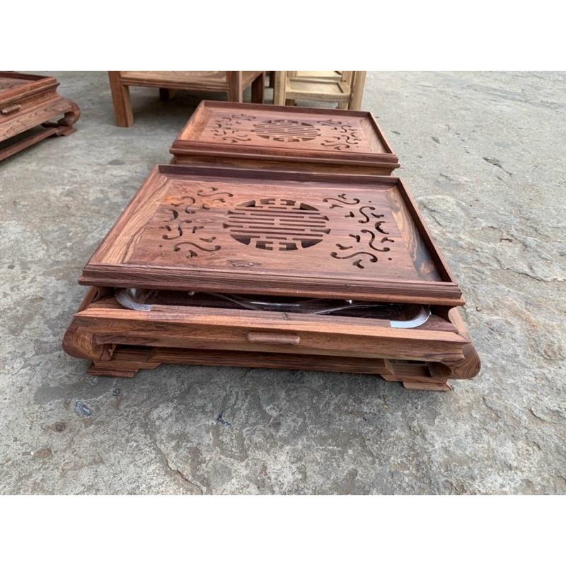 Khay trà gỗ Cẩm chân cong 37x47x15cm