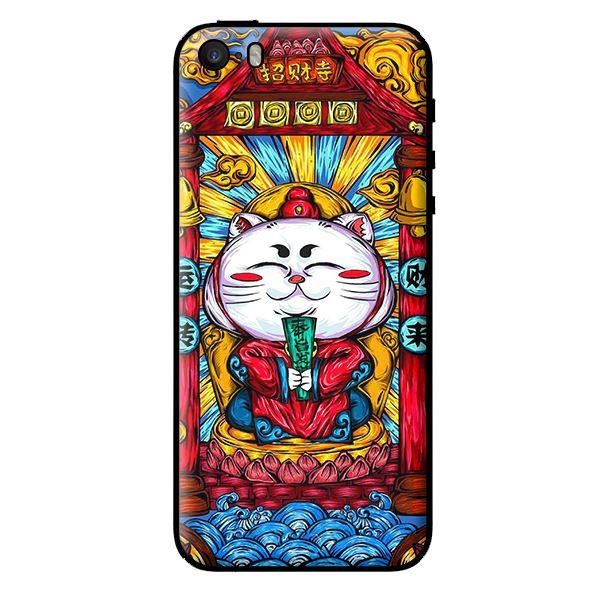 Ốp in cho iPhone 5s Mèo May Mắn Trắng - Hàng chính hãng