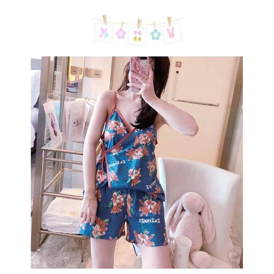 Bộ Đùi Mặc Ở Nhà 2 Dây Vạt Xéo,Hàng Nhập Quảng Châu lên form chuẩn