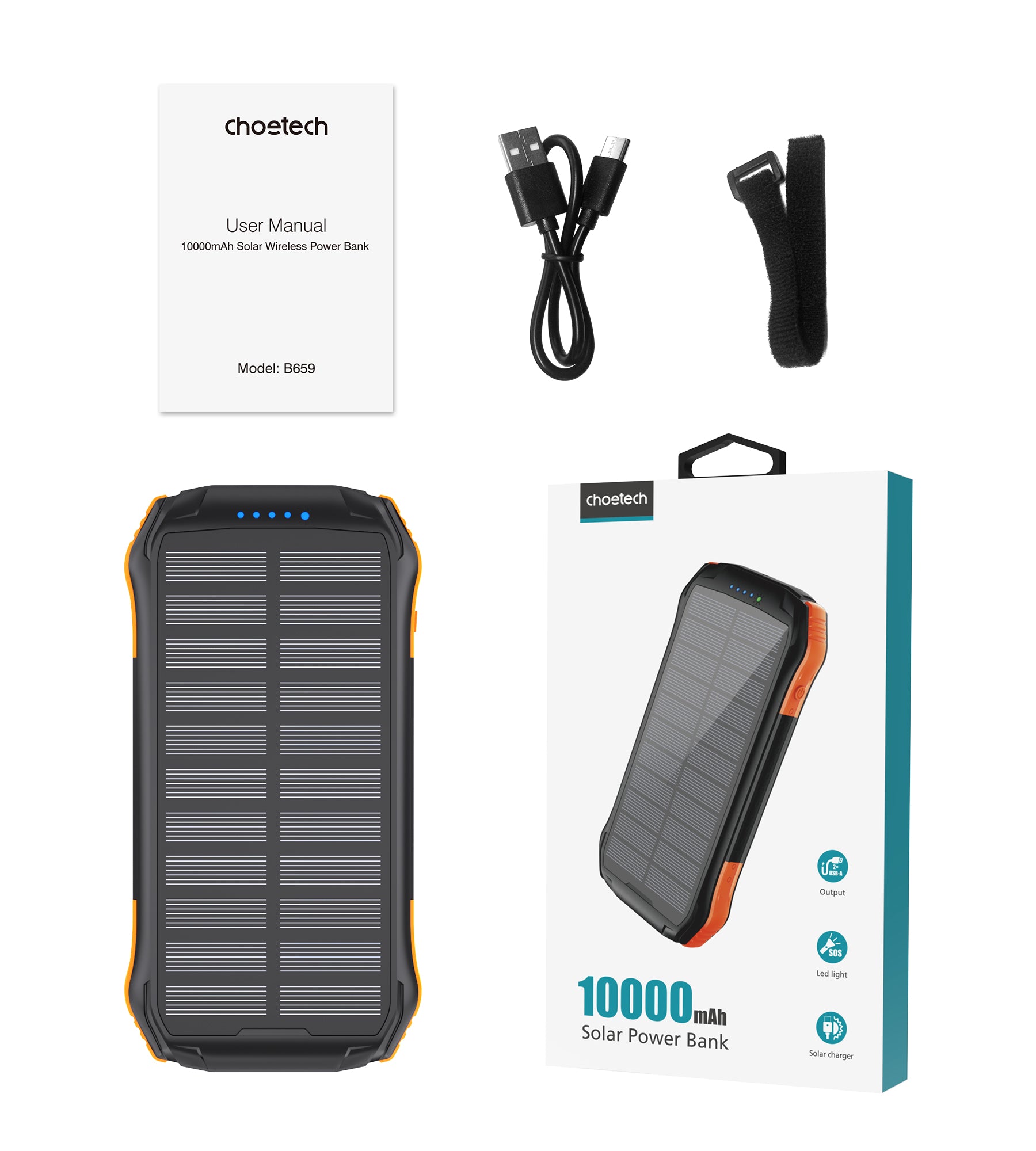 Sạc Dự Phòng Năng Lượng Mặt Trời Tích Hợp Sạc không Dây Choetech B659 10.000mAh