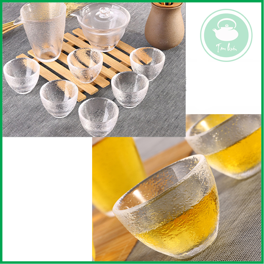 Bộ 6 chén trà thủy tinh sần 62ml