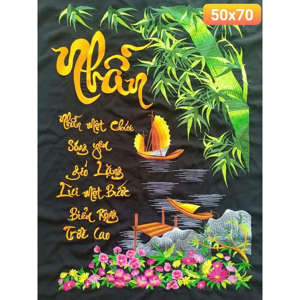 Tranh thêu  chữ NHẪN thêu sẵn 60x40cm