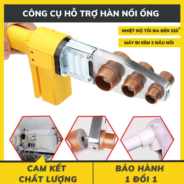 Máy Hàn Ống Nhựa PPR 20-63MM Nhiệt Độ Cao Có Thể Chỉnh Công Suất Lên 1000W Máy làm nóng cực nhanh