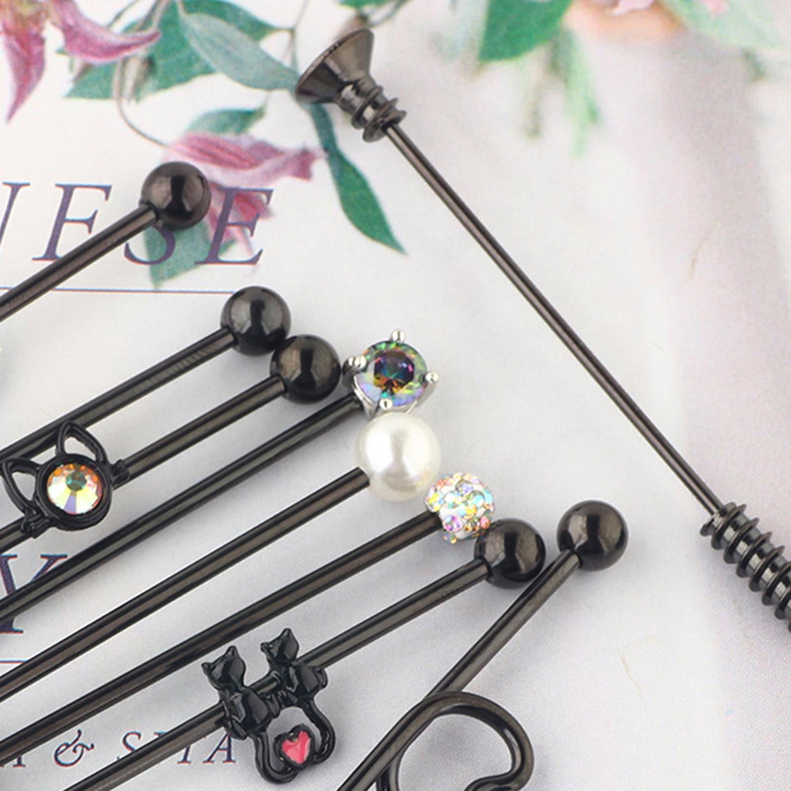 10Pcs Tragus Earrings Stud Industrial Barbell Piercing Bar Ear Earring Stainless Steel Lip Rings Labret Stud Body Piercing Jewelry for Women Men