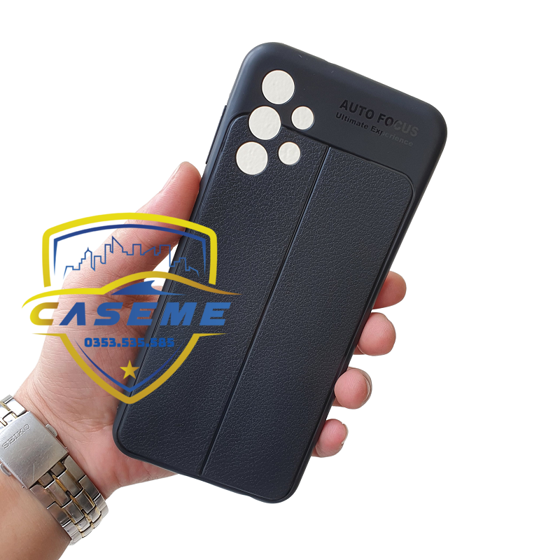 Ốp lưng cho Samsung Galaxy A13 4G silicon giả da, chống sốc Auto Focus - Hàng Chính Hãng