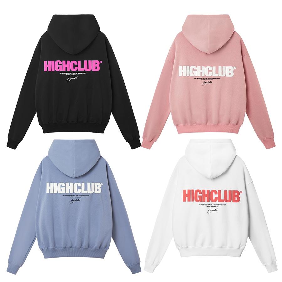 Áo Hoodie BASIC Mũ Trùm Đen/Hồng/Trắng/Xanh Dương Nỉ Cotton - HIGHCLUB 