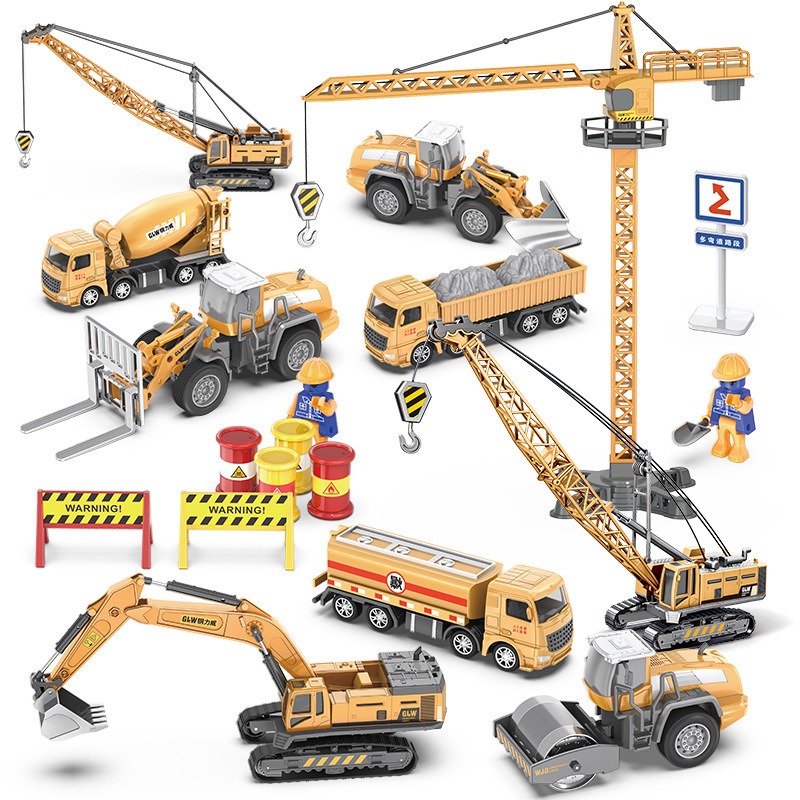 Bộ mô hình đồ chơi xe kỹ thuật nhiều chi tiết như thật Tháp treo 6 Ô tô hợp kim Phụ kiện