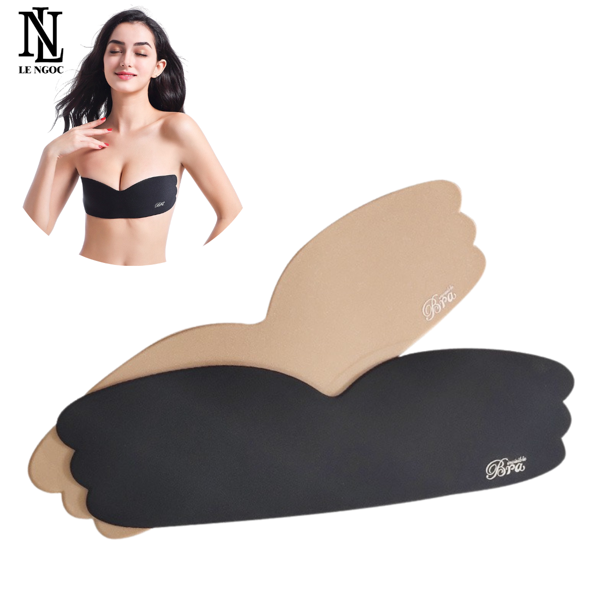 Miếng dán ngực thoáng khí, miếng dán nâng ngực tạo khe hình cánh bướm cho cô dâu mặc áo cưới cúp ngang hở lưng-LN161
