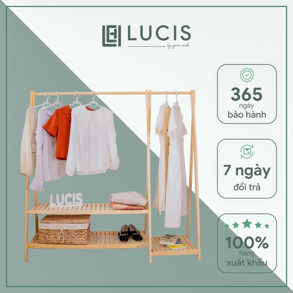 Kệ quần áo chữ A 3 tầng để đồ LUCIS dài 146cm dùng gia đình, shop quần áo