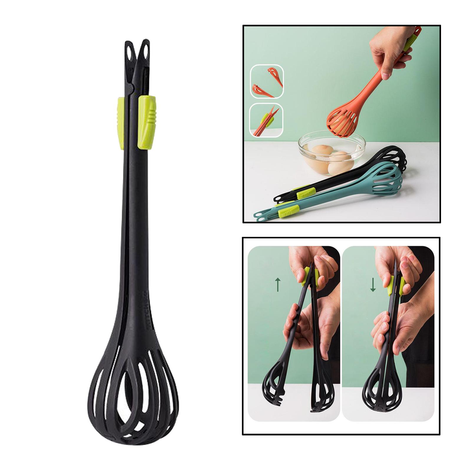 29cm Multi-functional Egg Beater, 2-in-1 Household Nylon Egg Whisk Mixer, Spaghetti Noodle Food Tongs with Hanging Holes