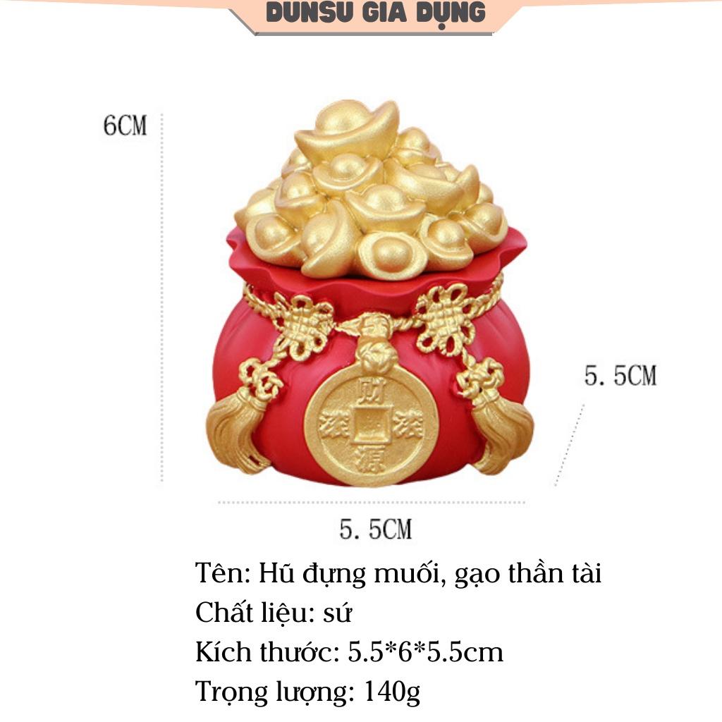 Hũ đựng muối gạo tài lộc, túi thần tài may mắn để ban thờ trang trí nhà cửa, chum vàng chiêu thần tài