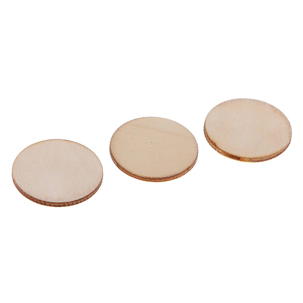100 Pieces Round Unfinished Wood Pieces for DIY Tags Kids Art Craft 35mm