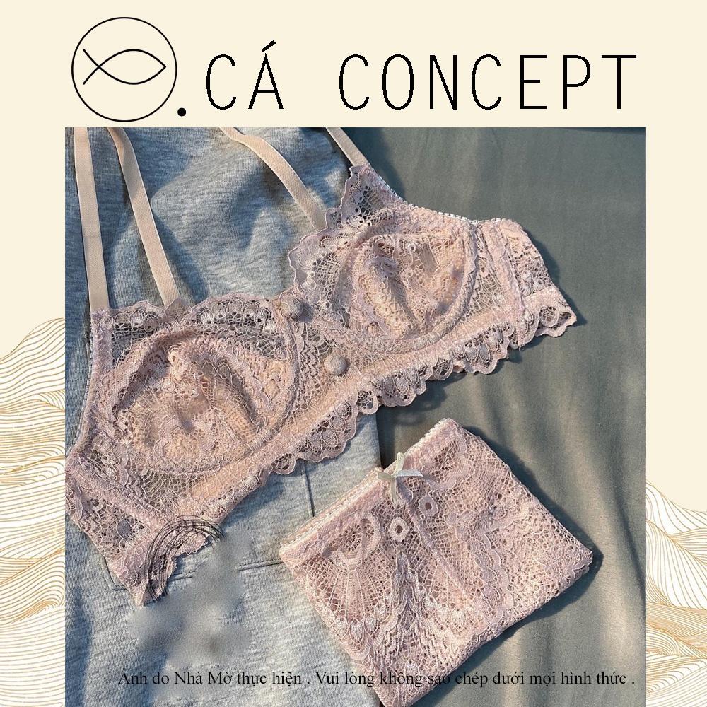 Set bra hồng đất CÁ CONCEPT đồ lót thiết kế có gọng không mút có lót nude đủ size