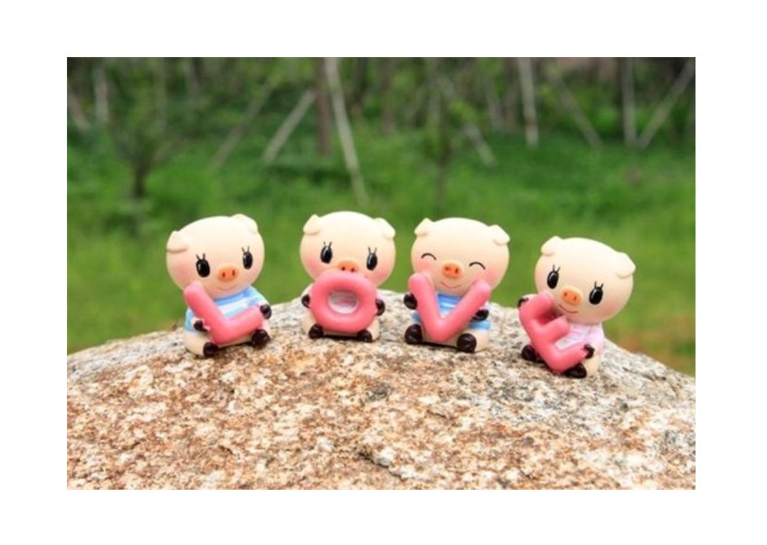 Combo bộ 4 tượng bé heo chữ love
