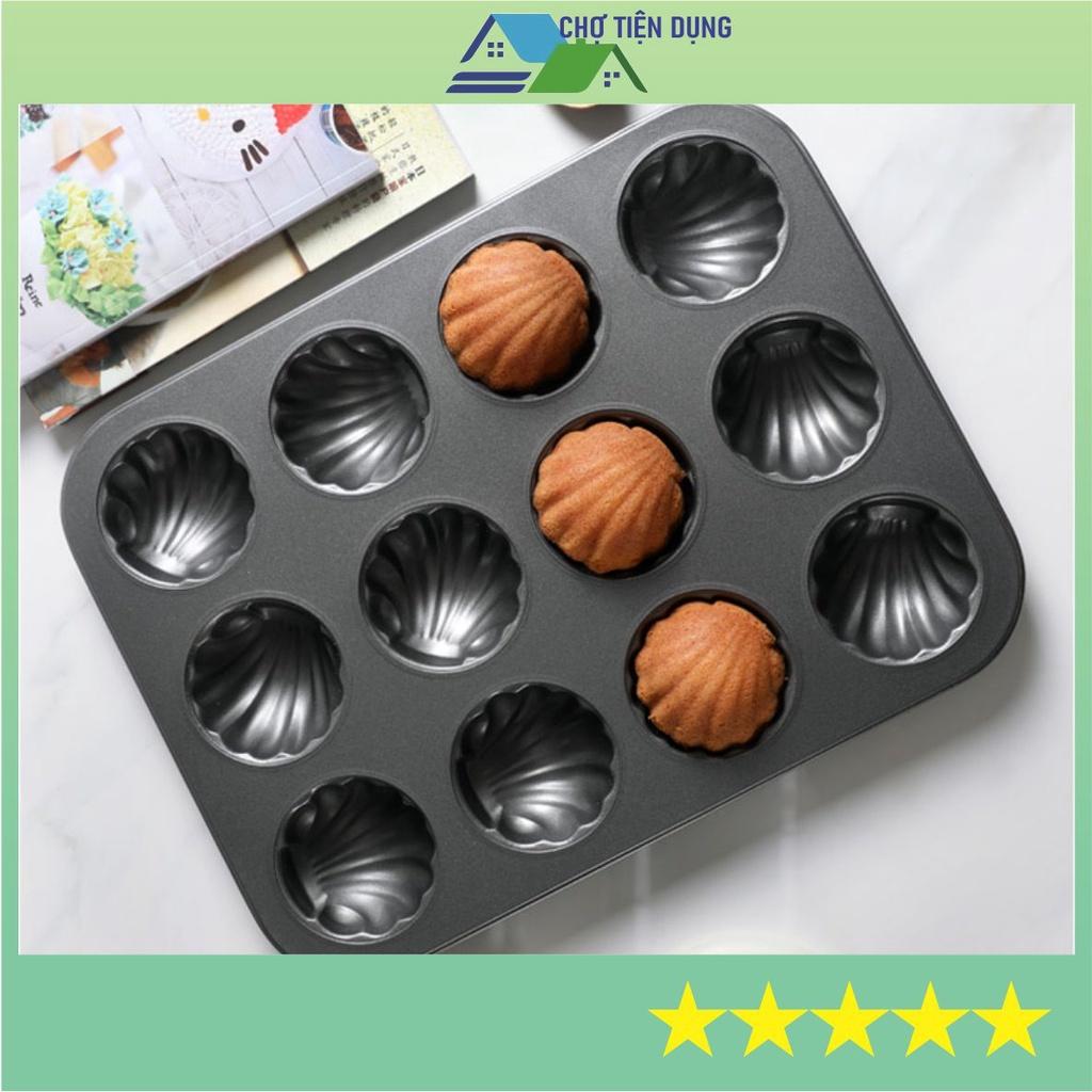 Khay khuôn nướng bánh chống dính 12 bánh hình vỏ sò cao cấp - TRAY12SO70