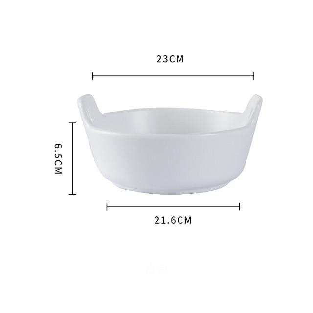 Tô Sứ , Thố Sứ Tròn 2 quai phong cách Bắc Âu, size 17 và 23 cm