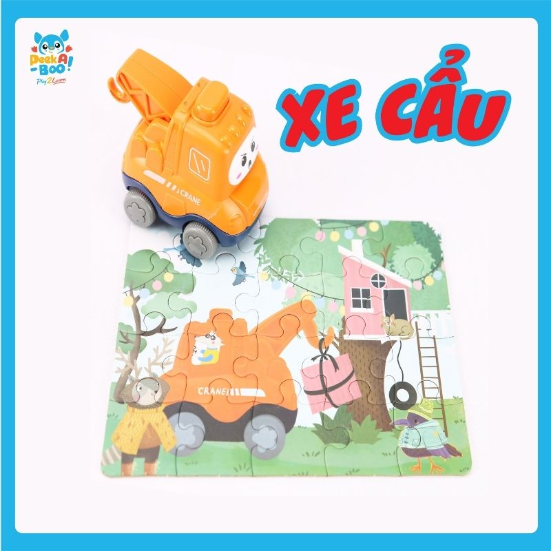 Đồ Chơi PEEK A BOO Bộ 6 Xe Mini Kèm Xếp Hình Vui Nhộn PAB012