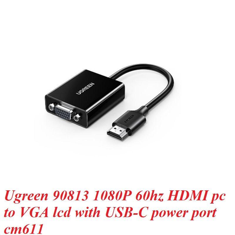 Ugreen UG90813CM598TK 1080 60Hz Cáp chuyển HDMI sang VGA có cổng cấp nguồn USB-C - HÀNG CHÍNH HÃNG