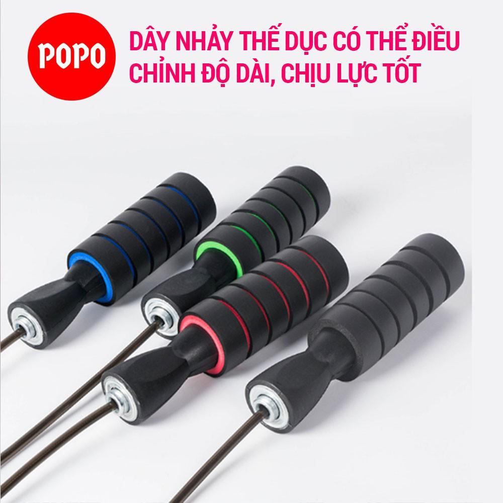 Dây nhảy thể dục hỗ trợ tập luyện giảm cân, giảm mỡ POPO lõi thép chịu lực tốt tay nắm bọt xốp, thoáng khí