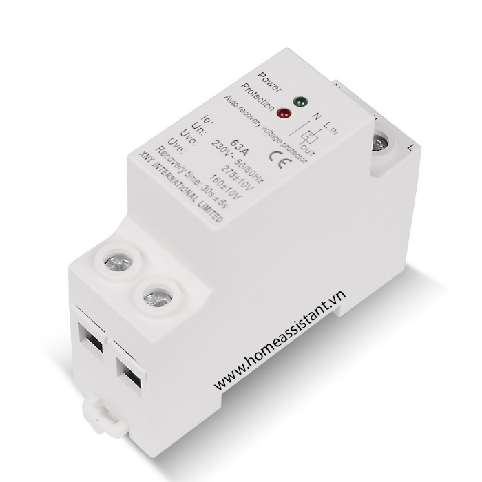 Công Tắc Bảo Vệ Quá Áp Thấp Áp Mất Trung Tính 1 Pha 220V 63A VP-911