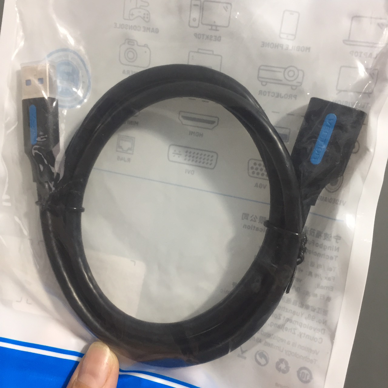 Cáp nối dài USB 3.0 dây nhựa tròn to bền Vention CBHBF _ Hàng chính hãng