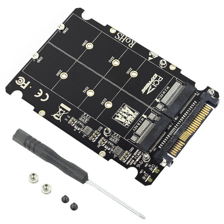 Mạch chuyển đổi SSD M.2 PCIe NVMe, M.2 SATA sang U.2 SFF-8639 - MA17