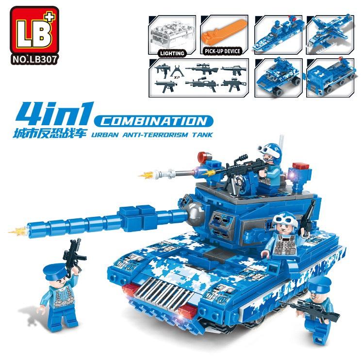 Lắp ráp xếp hình Quân đội ARMY City 307 : Xe tăng bọc thép biến hình xe quân sự 4 in 1