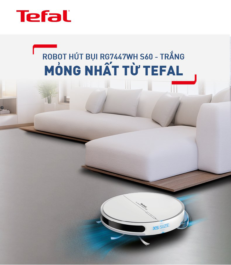 Máy hút bụi Tefal Robot RG7447WH - Trắng - Hàng chính hãng