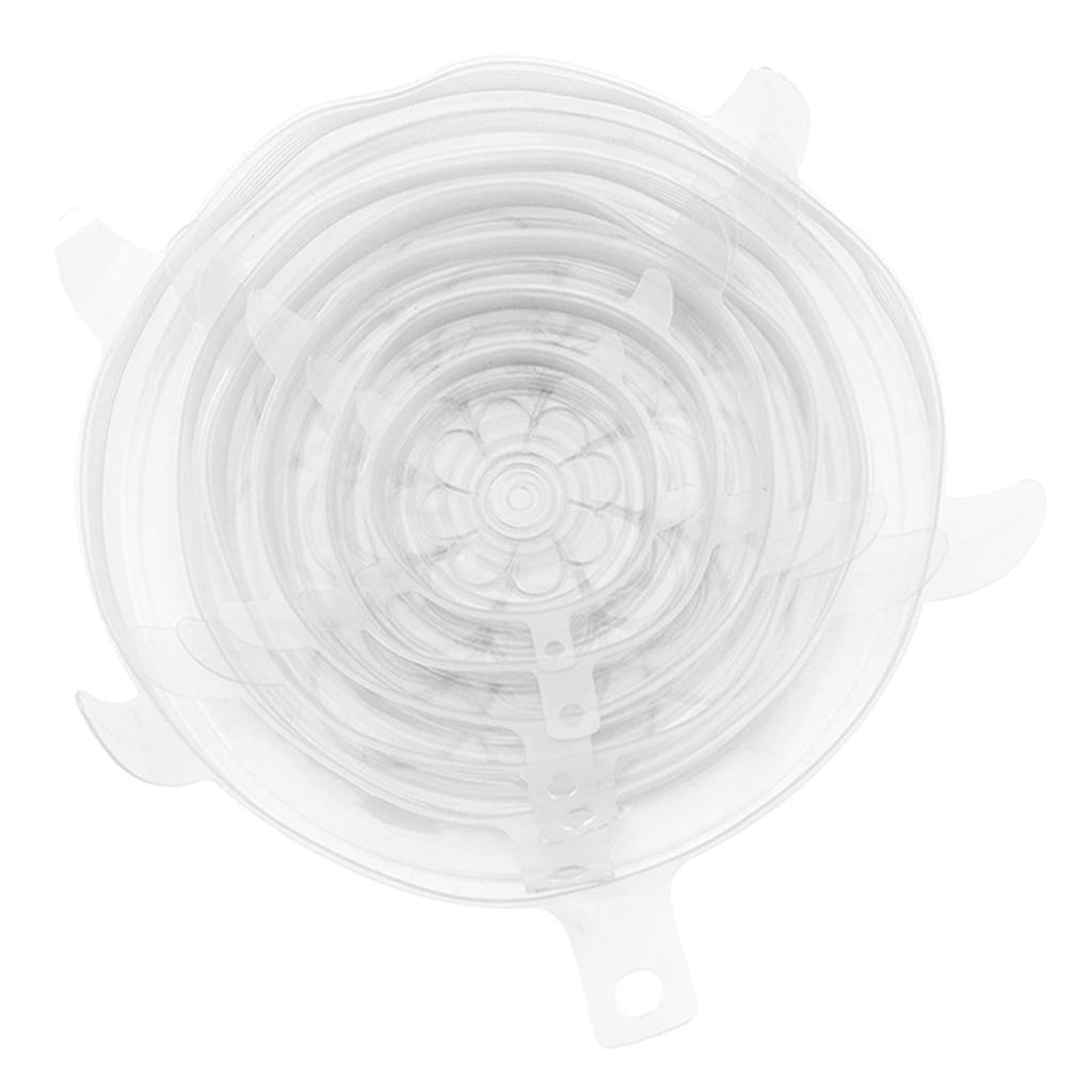 6pcs Silicone Wraps Seal Bowl Covers Food Storage Clear
