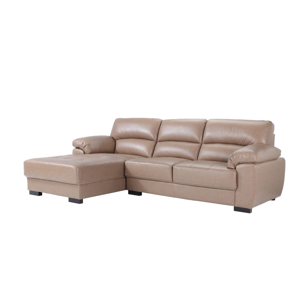 Sofa giường góc chữ L phải MORETTO khung gỗ, đệm bọc da thật cao cấp màu nâu | Index Living Mall -  Phân phối độc quyền tại Việt Nam