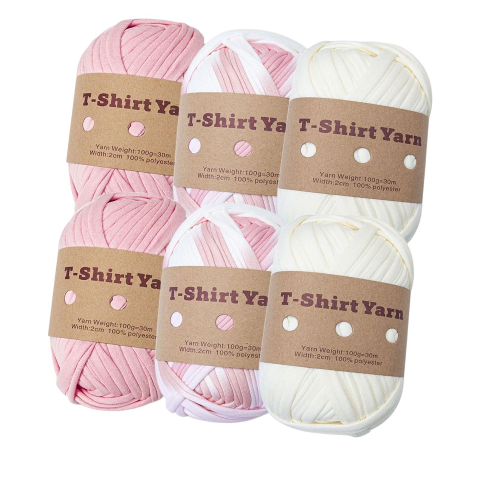 6x Knitting Yarn Fabric Cloth Spaghetti Yarn Polyester Hand Knit Crocheting 32. T-shirt Yarn Carpet Yarn for Handbag Macrame DIY Hats
