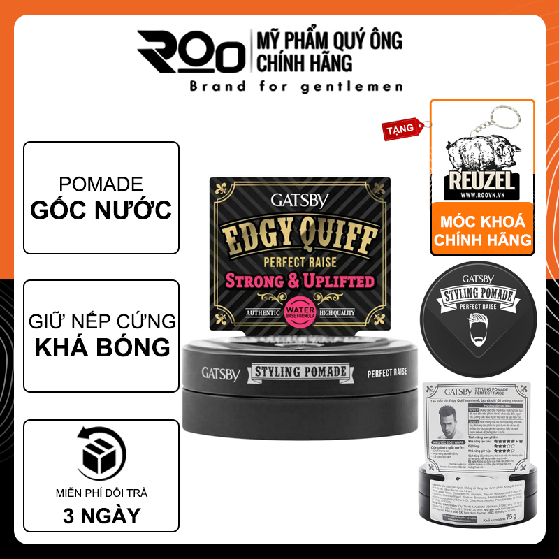 Sáp Tạo Kiểu Phồng Siêu Cứng Bóng Nhiều Gatsby Pomade Perfect Raise mạnh mẽ 75G - Tặng móc khoá chính hãng