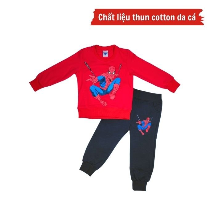 Đồ bộ bé trai tay dài hình siêu nhân từ 10-40kg - chất thun cotton da cá