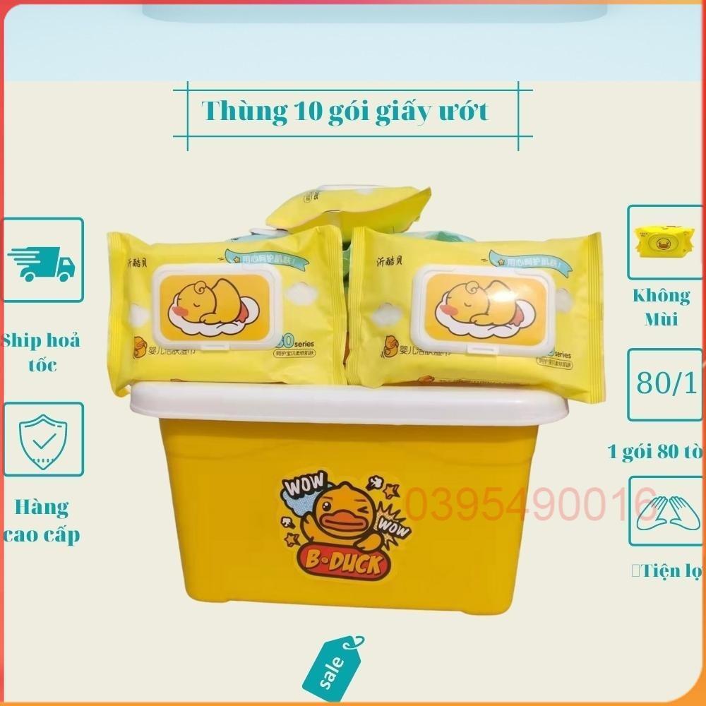 Thùng 10 Gói Khăn giấy ướt B.Duck con vịt vàng Cute tiện dụng siêu đáng yêu, HÀNG NỘI ĐỊA CAO CẤP, Làm sạch bụi