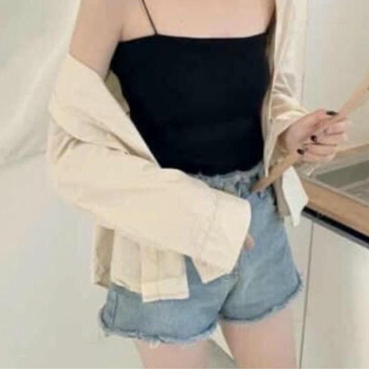 Áo Hai Dây Tăm, Áo Thun 2 dây Croptop Sexy sợi bún body dáng ôm nữ SIÊU HOT