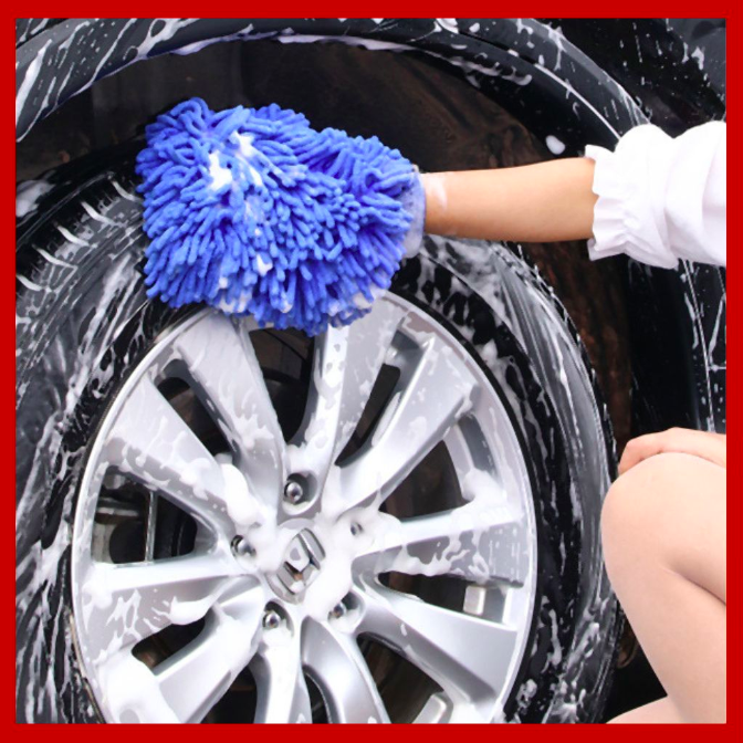 Găng tay san hô lau rửa xe (Sợi Microfiber) - Kích thước 25cm x 17cm - Găng tay rửa xe chuyên dụng san hô 2 mặt