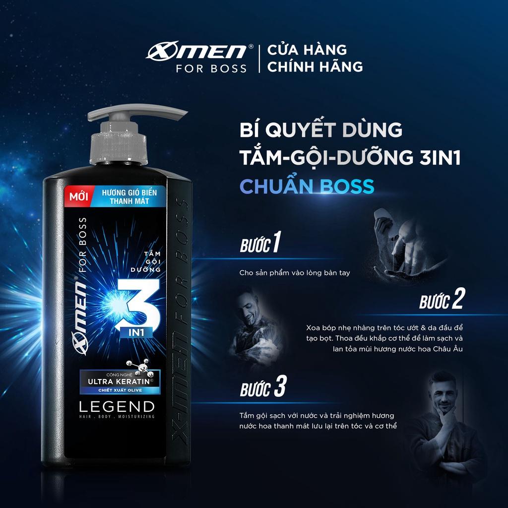 Tắm-gội-dưỡng 3in1 X-Men for Boss hương gió biển thanh mát Legend 630g