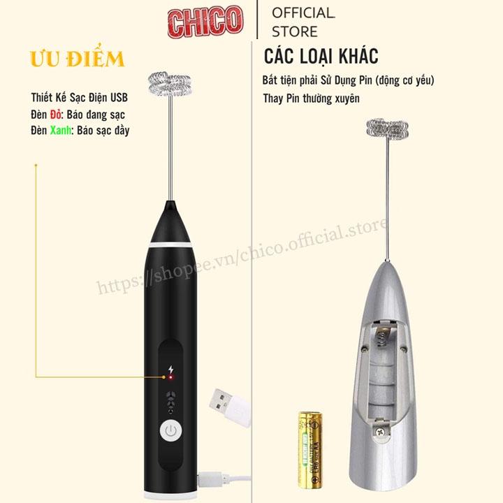 Máy đánh trứng, Tạo bọt cafe, Đánh kem bông.Đánh trứng 3 cấp độ sạc điện mini cầm tay cao cấp