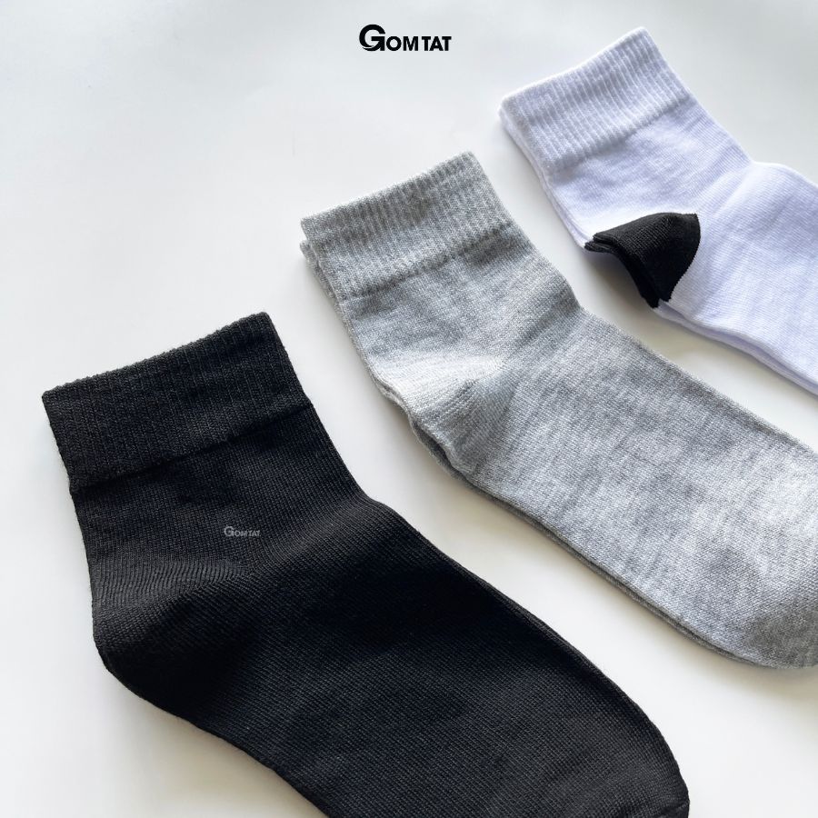 Combo 10 Đôi Vớ Cổ Cao Chất Cotton Dày Dặn, Tất Cao Cổ Nam Nữ Nano Bạc Khử Mùi Kháng Khuẩn - GOMTAT-VNXK-TRONCAO