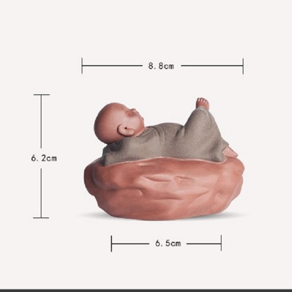 Tượng Tiểu Nằm Thư Giãn Gốm Màu