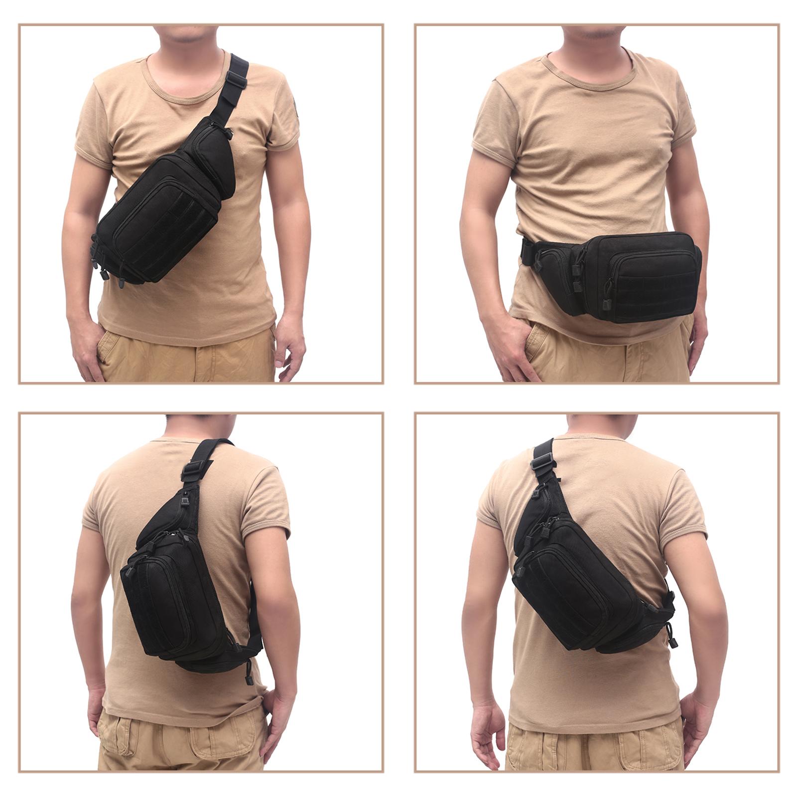 Outdoor Waist Shoulder Bag for Men Women Hiking Sling Chest Pack Crossbody Black